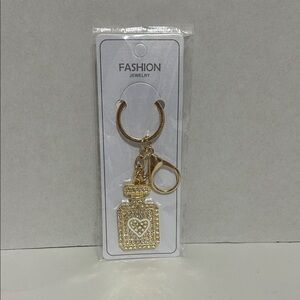 Fashion Jewelry Gold Perfume Bottle Keychain